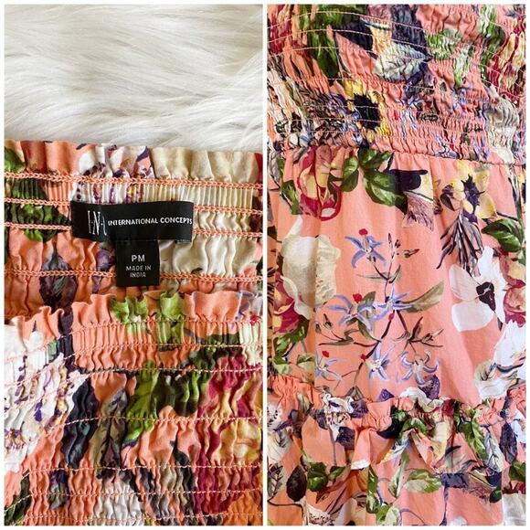 INC Wmn's Petite Coral Lined Spaghetti Strap Square Neck Midi Fit Flare Dress PM - Picture 10 of 12